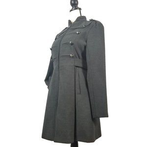 American Rag Long Charcoal Military Style Belted Flared Overcoat - Women…